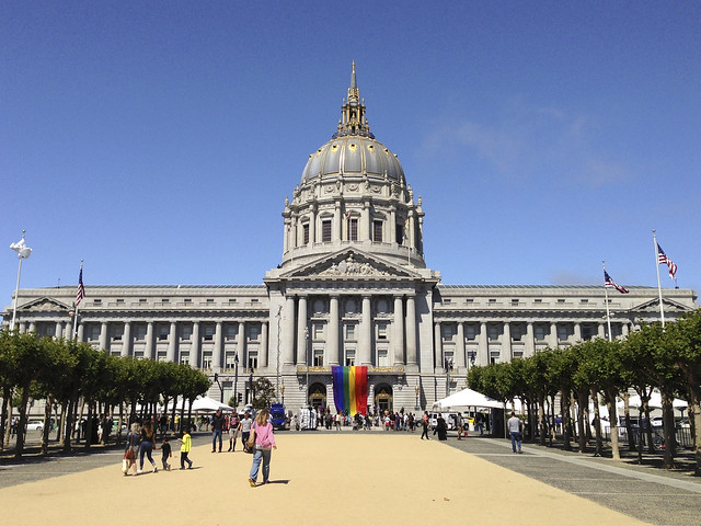San Francisco City Hall on the morning of the SCOTUS ruling on same-sex marriage