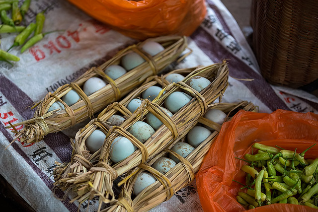 An egg holder in Xinjie, Yunnan, China.