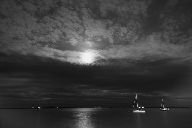 boats in the moonlight