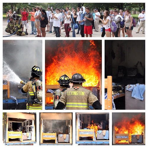 For Campus Fire Safety Month, @ukfiremarshal presented a fire demo for students to see how fast a small fire could engulf a room. #firesafety #safetyfirst Photos by Courtney Eckdahl/UK Public Relations.