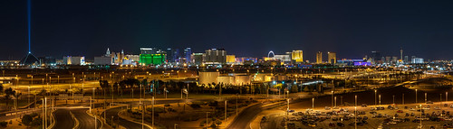 Garage With A View by damneardone, The Las Vegas Strip from the Luxor on the left to the Stratosphere on the right.  
Assembled from 3 
