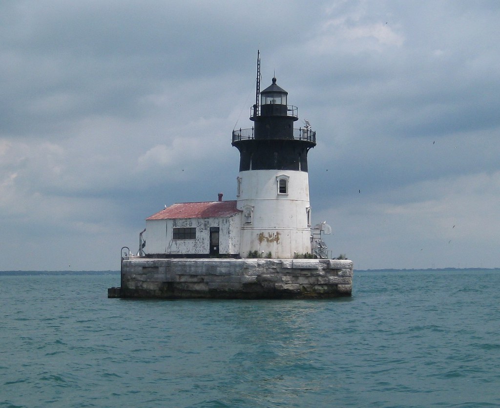 Detroit River Lighthouse on Lake Erie Michigan