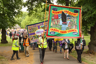 Public sector strike march leaves Chapelfield Gardens to march through Norwich City centre | by Roger Blackwell