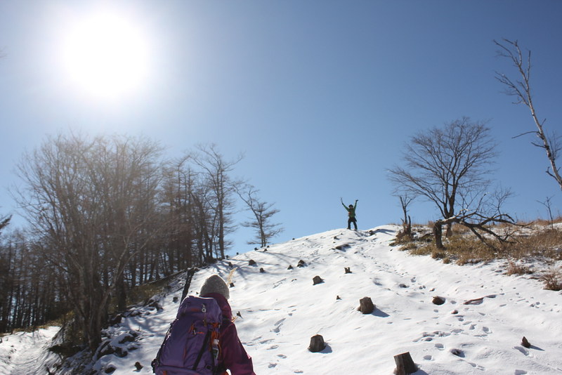 雪が積もる笠取山