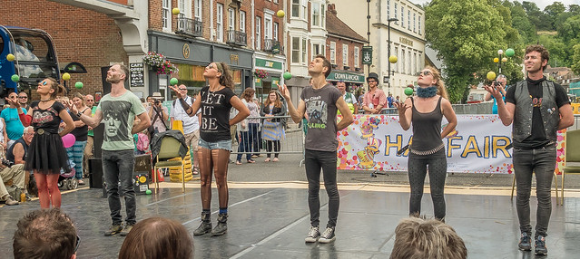 Gandini Juggling perform at the 2015 Winchester Hat Fair