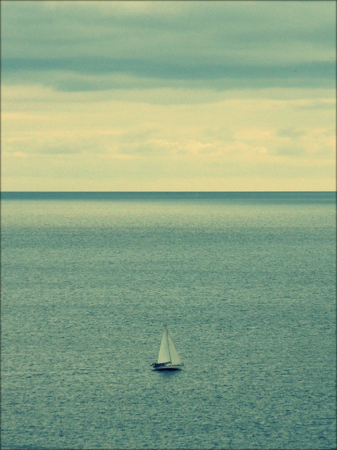 A boat on the sea at Falmouth, Cornwall