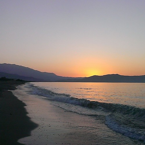First swim, at a place called Episkopi, west of Rethymno, as the sun went down :) #happy #crete