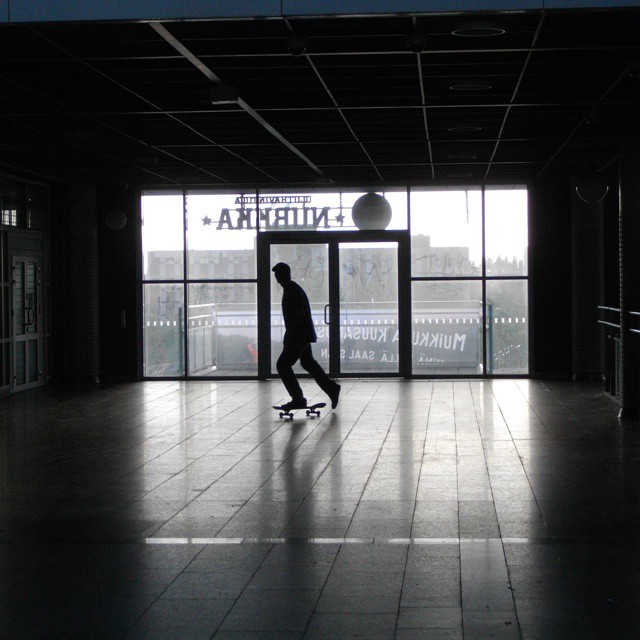 #Skateboarder indoors in #Pasila #Helsinki #Finland #헬싱키 #Хельсинки #Helsingfors #Pentax #OptioE90 #nofilter