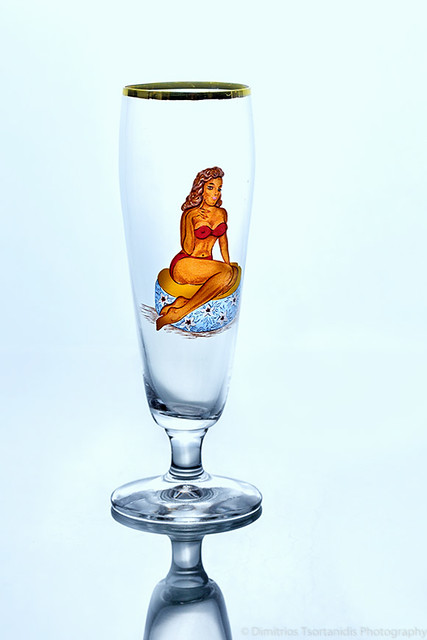 pin-up girl on glass