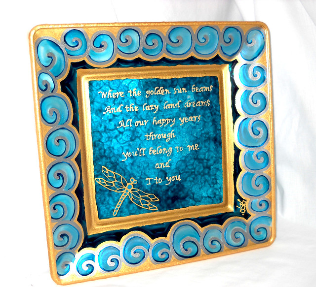 Agave Wave Dragonfly Platter with poem