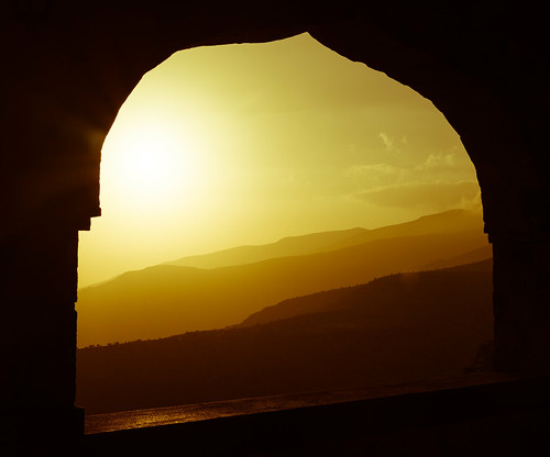 oman sayq sunset window golden landscape hills