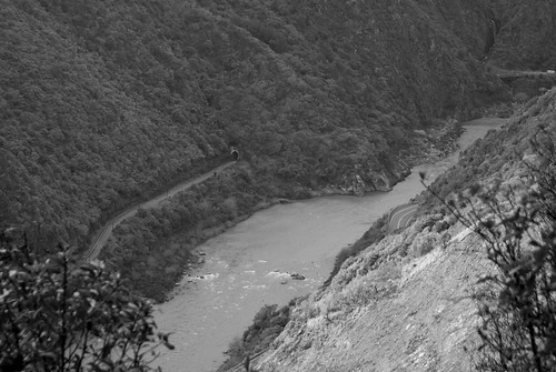 road blackandwhite bw mountain river landscape scenery rail tunnel cliffs ranges gorge steep manawatu tararua ruahine