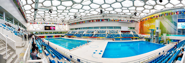水立方北京國家游泳中心全景 The Water Cube, Beijing National Aquatics Center (Panorama) / 中國北京體育建築之形 Sports architecture forms in Beijing, China / SML.20140502.6D.31824-SML.20140502.6D.31839-Pano.i16.C.219.20x74.48(2.56).P1