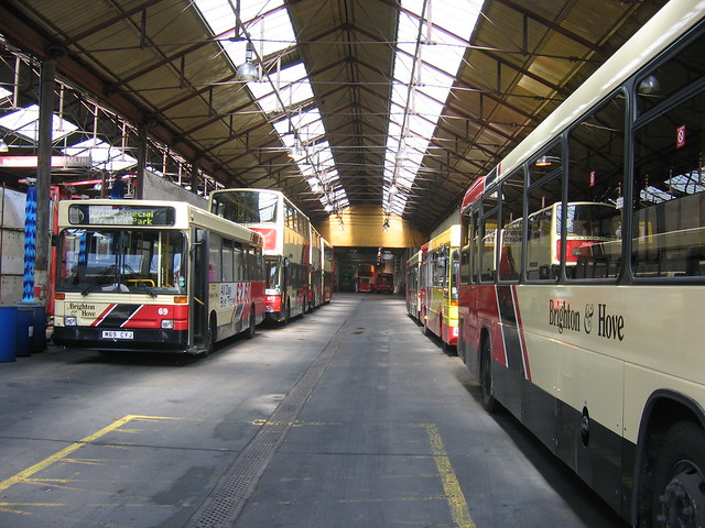 Lewes Road Depot - Parked up buses.
