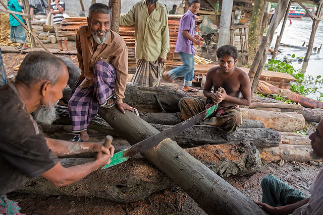 Working men in Swarupkathi, Bangladesh.