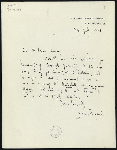 Sir J.M. Barrie Letters, f.8r