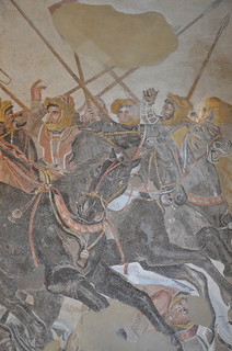 Detail of the Alexander Mosaic depicting the Battle of Issus between Alexander the Great & Darius III of Persia, from the House of the Faun in Pompeii, Naples Archaeological Museum