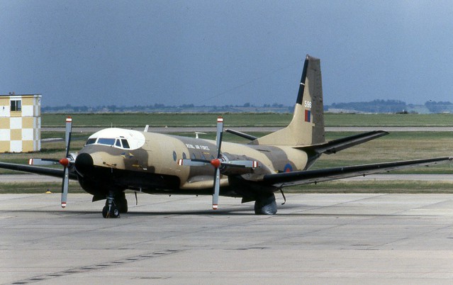 XS596 RAF Hawker Siddeley HS-780 Andover C1(PR) at East Midlands airport in original desert sand camouflage