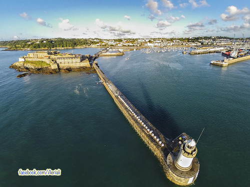 lighthouse st port sunrise harbour aerial peter guernsey breakwater