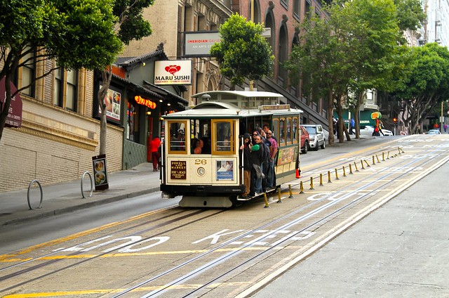 Cable car on Powell Street, San Francisco, CA, USA
