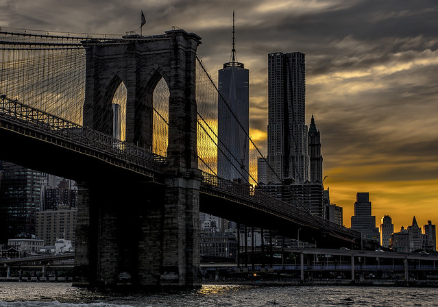 Brooklyn Bridge around sunset
