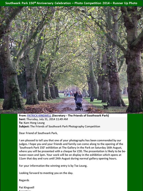 Southwark Park 150th Anniversary Celebration – Photo Competition 2014 – Runner Up Photo
