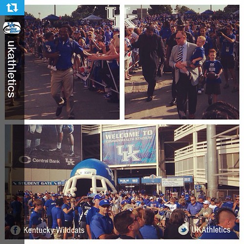 It's football time in the Bluegrass! Ready to cheer on our Cats as they take on UT Martin at noon. Go Big Blue! #Repost from @ukathletics with @repostapp  ---  First Cat Walk of 2014. You already know @zsmith94 was the last man through. #BadBoyz