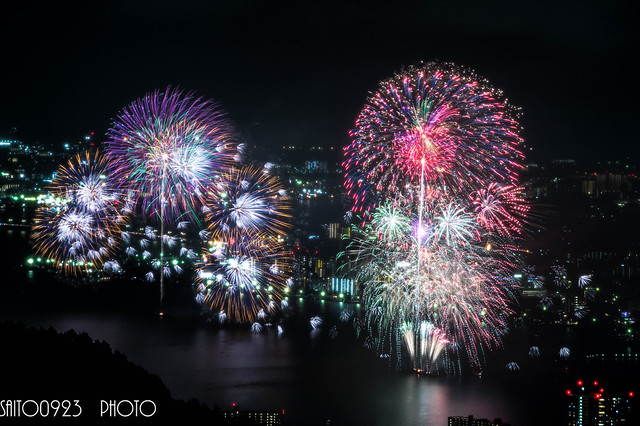 Lake Biwa Fireworks 2014 in heavy rain 琵琶湖花火大会