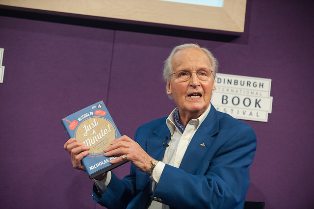 Nicholas Parsons with his new book about the legendary BBC Radio 4 show Just a Minute