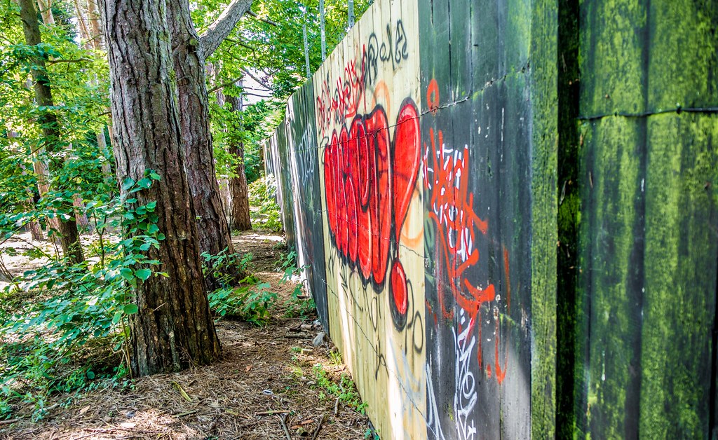 Red Graffiti in the woods.