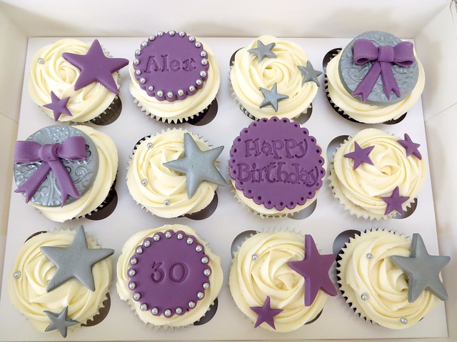 Purple & Silver Birthday Star Cupcakes
