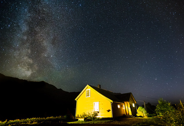 Milky way over house, Norway