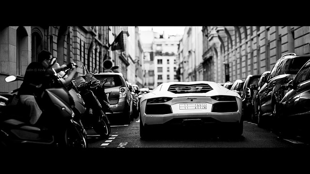 White italian car in Paris' street