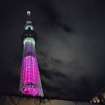 It is known to be the highest tower in the world (??)    #tokyo #tokyoskytree #skytree #night #neon #neonlights #pink #pinkneon #highesttower #tower #東京 #東京スカイツリー #スカイツリー #スカイツリータワー #ネオン #ネオンピンク #世界第一 #世界第一高塔