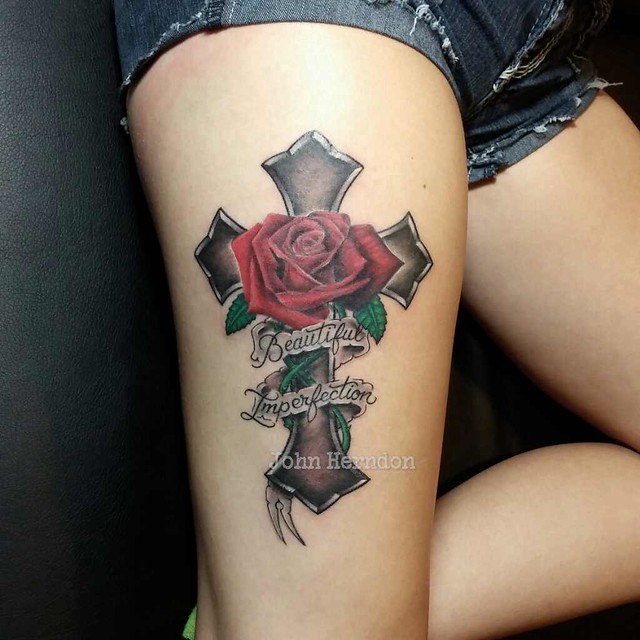 Cross and rose