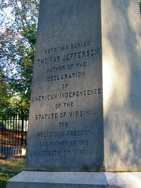 Inscription, Thomas Jefferson's grave, Monticello, Virginia