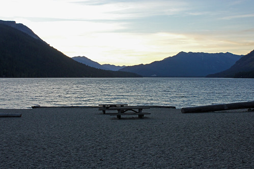 Lake Wenatchee by kirknelson, Sunset on Lake Wenatchee.fall washington cascades