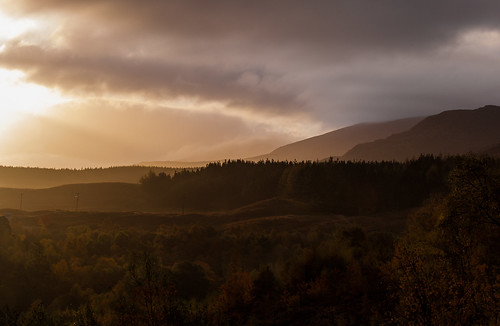 light mountain clouds forest sunrise scotland