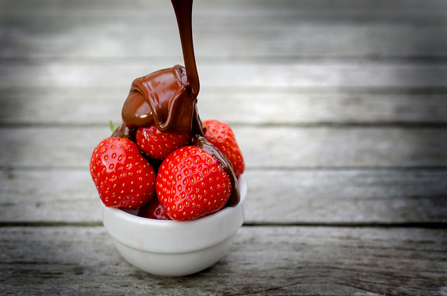 Strawberries with a drizzle of chocolate