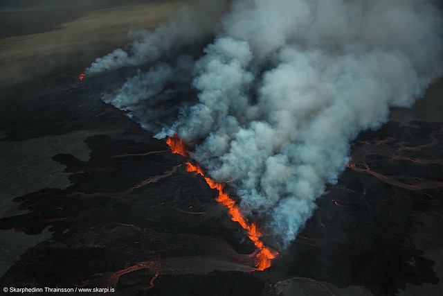 Erupting volcano in Holuhraun, Iceland