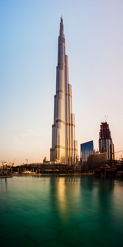 city longexposure morning sky panorama sun lake reflection tower skyline architecture skyscraper sunrise construction downtown dubai skyscrapers crane towers uae unitedarabemirates ae goldenhour businessbay burjkhalifa burjkhalifalake burjpark