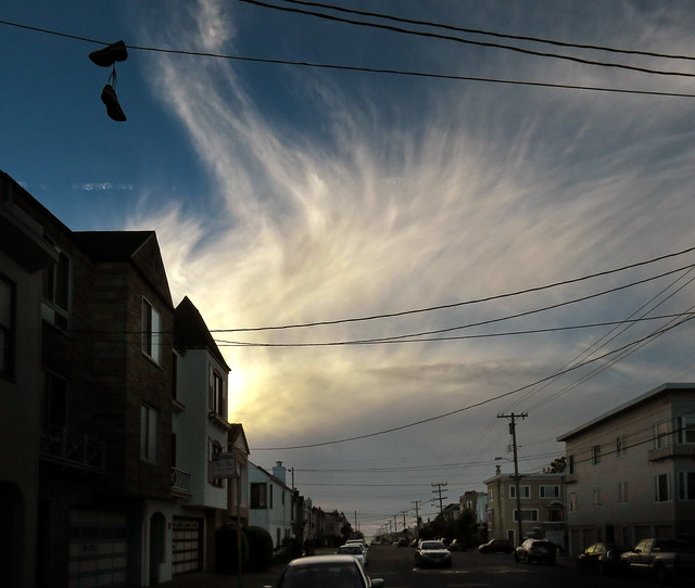 Cirrus clouds, late afternoon POV Irving St; The Sunset, San Francisco (2014)