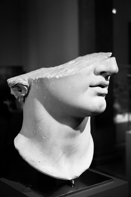 Fragmentary colossal marble head of a youth