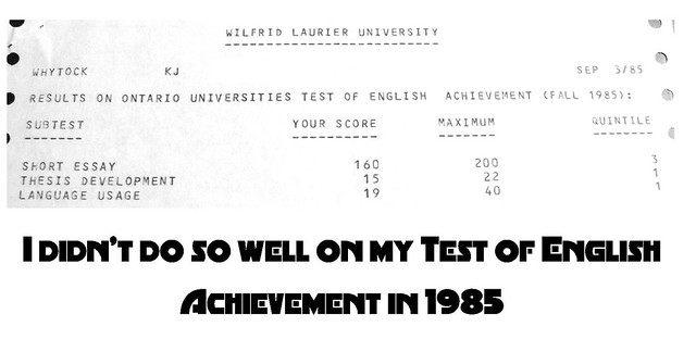 Document from 1985: My Test of English Achievement for WLU