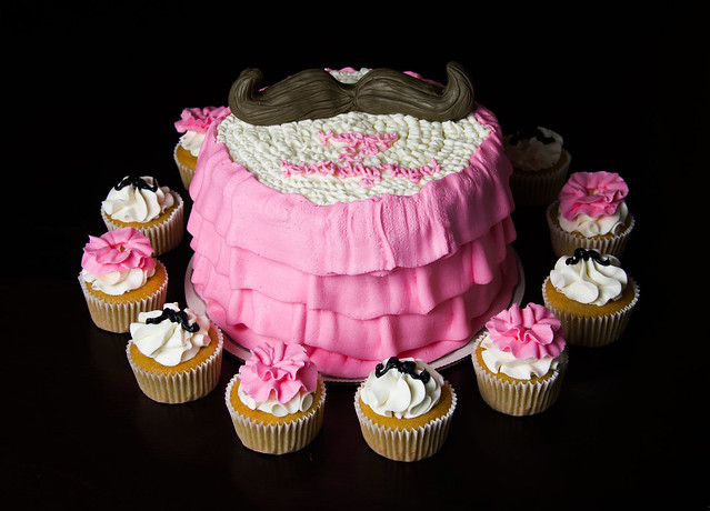 Tutus and Mustaches Cake