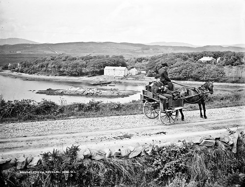 robertfrench williamlawrence lawrencecollection lawrencephotographicstudio glassnegative nationallibraryofireland bruckless codonegal ireland jauntingcar passenger driver houses trees seaside ulster cassidy jaunty countydonegal tannery brucklesshouse brucklesshall mcswynesbay brucklessharbour ballyboeshill lawrencephotographcollection