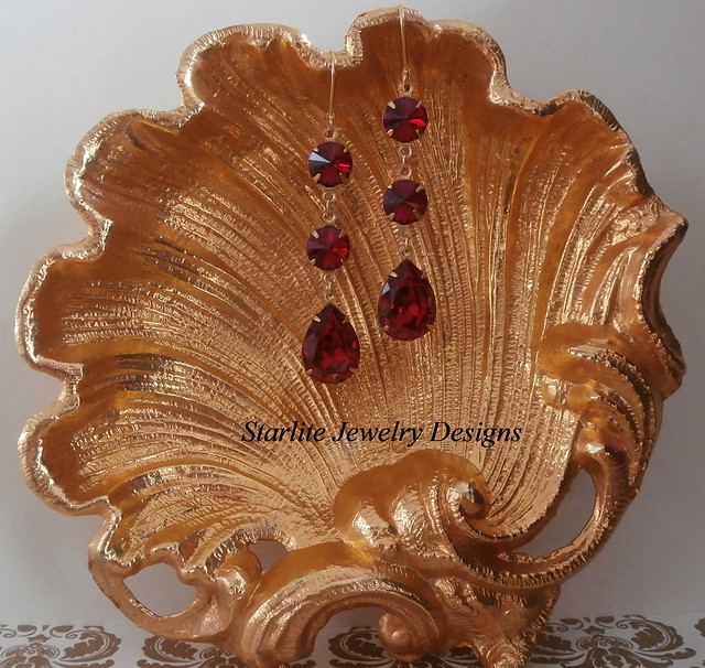 Vintage Swarovski Crystal Earrings ~ Ruby Red Siam Swarovski Crystals ~ Bridesmaids Earrings Jewelry ~ Hollywood Glam ~ Vintage Weddings Bridal Bridesmaids Brides Jewelry ~ Vintage Crystal Earrings