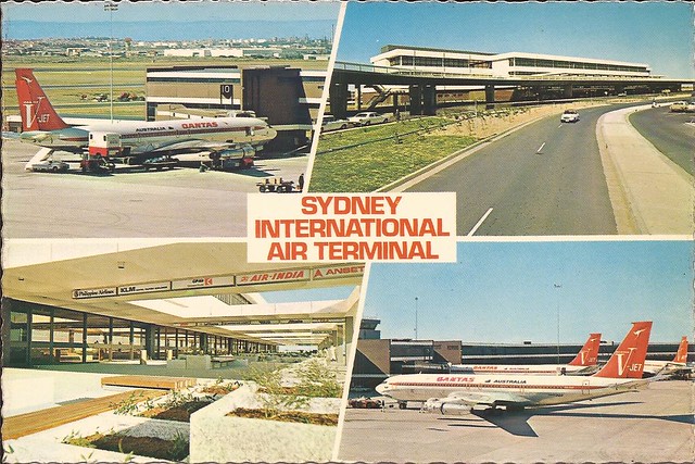 Sydney International Air Terminal (SYD) postcard - early 1970's