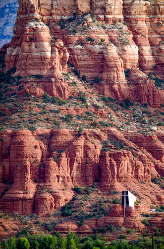 Sedona2276 by Michael-Wilson, Chapel of the Holy Cross in the bottom right. sunset church sunrise villageofoakcreek chapelofthehol