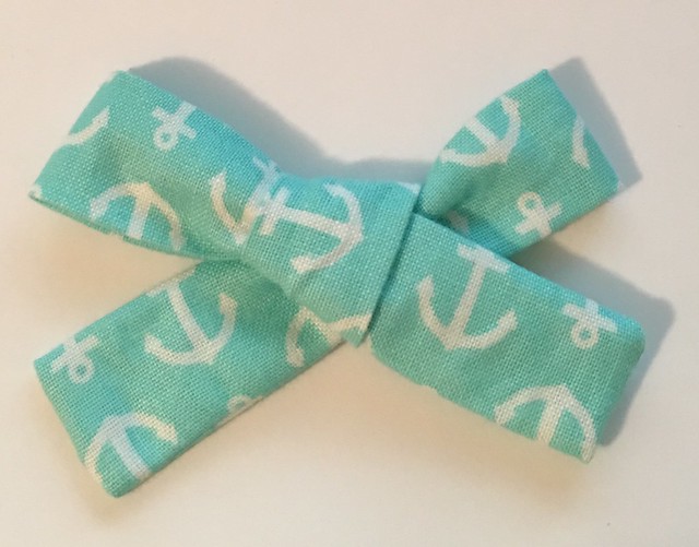Turquoise and White Anchors Baby Hair Bow...
